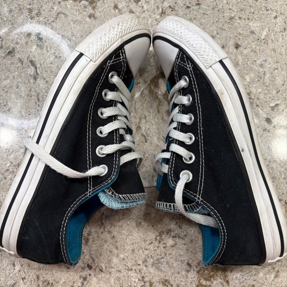 Converse All Star Low Top Sneakers‎ Black Teal Unisex Shoes Size Men's 5 - Picture 7 of 8